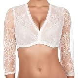 Bluse Dirndlbluse, zum Dirndl, weiß, Spitze Lange Ärmel, super modern, tolles Geschenk, Kurze Bluse, extravagant, Tracht, Trachtenb