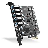 PCIe USB 3.0 Karte 7 Port, PCI Express Erweiterungskarte 5 Gbps Interner Hub Konverter Hostkarte für Windows 10/8/7/XP MAC OS 10.8.2 Ab