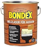 Bondex Holzlasur für Außen Kiefer 4 L für 52 m² | Hoher Wetter- und UV-Schutz | Natürliches Abwittern - kein Abplatzen | seidenmatt | Holzschutzlasur | H