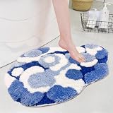 Kyhlten Blau 3D Moosteppich-Badezimmerteppiche, rutschfeste Badematten für Dusche Badezimmer Dekoration, Weicher Mikrofaser Maschinenwaschbar Badteppich Saugfähige für Shower Bathroom, Blue 80x50
