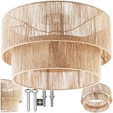 tectake® Lampe, Deckenlampe, Deckenleuchte aus Jute Geflecht, Hängelampe, moderne Ambientebeleuchtung für Schlafzimmer, als Deckenlampe Wohnzimmer oder Ceiling Light über E