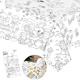 KEELYY Ostern Ausmaltischdecke Kinder, Papier Ostertischdecke zum Ausmalen, Ausmalbilder Ostern Kinder, Basteln Ostern, Ostergeschenk fü