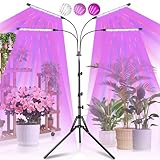 Railee Pflanzenlampe LED Vollspektrum 120 LEDs Grow Lampe Pflanzenleuchte Pflanzenlicht mit Ständer Pflanzen LED Wachstumslampe für Pflanzen mit Zeitschaltuhr 3 Farbmodi 10 Lichtstärk