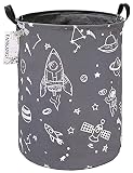 FANKANG Wäschekorb für Kinderzimmer Leinen faltbar groß Aufbewahrungskörbe für Kinderspielzeug Kinderzimmer Zuhause Geschenkkorb (Gray Full Spaceship)