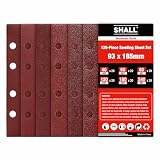 SHALL-120 Schleifblätter, rechteckig, 93 x 185 mm, Schleifpapier, 8 Löcher, Klett-Schleifpads, verschiedene Körnungen 40/60/80/120/180/240