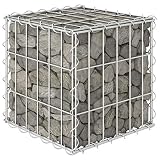 Homgoday Gabione Hochbeet aus Stahldraht, 30 x 30 x 30 cm, Pflanzgefäß für den Außenbereich, Blumenkasten für Balkon, Pflanzgefäß für den Garten im F