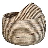 Macosa CA15020524 Korbset Wasserhyazinthe Naturfarben Dekokörbe Korb Aufbewahrungskorb Naturkorb modern Bodenkorb Dekoration Deko Aufbewahrung