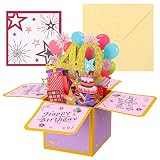Firtink 40.Geburtstagskarte, 3D Pop Up Karte Grußkarten Glückwünsche mit Umschlag für Kinder Mama Frauen Männer Romantik Geschenk-Karte zum 40. Geburtstag