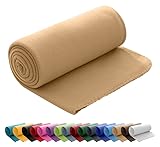 wometo Polar Fleecedecke oekoTex 130x160 ca. 400g mit Anti-Pilling und Kettelrand beige S