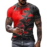 T-Shirt Halloween Kostüm Herren Baumwolle Halloween Schrecklich Bleeding mit Blutflecken Print Vintage Hemd Shirt Shirt mit Rundhalsausschnitt Herren Kurzarm Herren Sommer Casual Und Bequem, beige,
