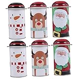 Veemoon 6 Stck. Teiliges LED Weihnachts Aufbewahrungsboxen Luftdichte Dosen mit Lustigen Cartoon Motiven Leichte Verpackungsboxen für Süßigkeiten Snacks und Geschenkdek