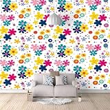 XLMING Cartoon Handgezeichnet Bunte Blumen Kunst Tapete 3D Luxuriöse Seide Büro Esszimmer Sofa Flur Schlafzimmer Wohnzimmer TV Dekorative Wand-250cm×170