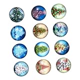 Homoyoyo 12er Set Handgefertigte Glas-Druckknöpfe - 18 Mm Mit Festlichen Weihnachtsmotiven – Ideales Schmuckzubehör Für Kreative Bastelprojekte Und Individuelle O