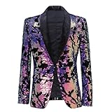 XTBFOOJ Blazer Beige Herren Herren-Anzugjacke, Showkleid, Nachtclub, Lässiges Anzugkleid, Leopardenmuster, Pailletten-Spleiß Camp Herren Jacken Regenparka Herren Weiße Jacke H