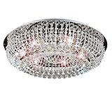 XL Ø66cm Led Deckenlampe, Glas Kristall Wohnzimmer Deckenleuchte, luxuriös mit Decke Subbeleuchtung inkl. 8xG9 Led Leuchtmittel Lew