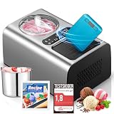 𝟑-𝐢𝐧-𝟏 Eismaschine Testsieger 2024, Joghurtbereiter 2L, Edelstahl Eiscrememaschine mit Kühl- und Heizfunktion, Ice Cream Maker selbstkühlender Kompressor für hausgemachtes Eis, elektronische Waag
