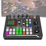 Soundkarte Für Live-Streaming,Audio-Mixer Für Spiele,Kondensatormikrofon,8 Modi,16 Live-Effekte,4 Sound-Changer,12 Elektronische Töne,Für Streaming,Podcasting,Aufnahme Und Inhaltserstellung