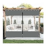 Wasserdichte Pagoden-Seitenvorhänge mit Reißverschluss, Outdoor-Pavillon-Plane, keine Risse, Abdeckplane, Windschutzscheibe, 3 Seiten, Ösen, Aufhängung, transparent, 1,8 x 2,4