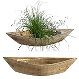 OF 2 Boote zum Bepflanzen im Set - 55 cm lang - Blumentopf aus Holz im Maritim Stil, Blumenkasten (Natur)