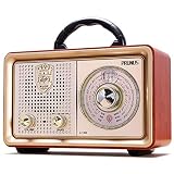 PRUNUS J-110 AM/FM/SW Retro Radio mit Bluetooth, Nostalgie Radio mit 3 Stromversorgungsoptionen, Gehäuse in Holzoptik, 5W-Lautsprecher mit Verbesserter Bass, Unterstützt USB/TF/AUX. G