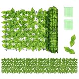 QWORK® 2 Stück Künstliche Sichtschutz, Balkon Sichtschutz Wassermelonenblätter, Sichtschutz Pflanzen 50 x 300cm, für Außen und I