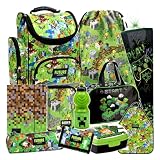 Minecraft Games Play Pixel 11 Teile Set Tornister Ranzen Schulranzen Tasche Federmappe Schultüte 85 cm mit Sticker-von-Kids4shop Schulrucksack