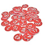 100 stücke Kunststoff Tags Bunte Runde Sequentielle Zahlen Zeichen Etiketten 3,5 CM(Red)