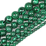 Natursteinperlen, Tigerauge, Turmalin, Amazonit, Achate, Jaspis, rosa Quarzperlen für Schmuckherstellung, DIY-Armband, Zubehör (Farbe: grüner Malachit, Artikeldurchmesser: 6 mm, 60 Stück)