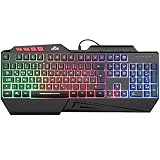 Rii Gaming Tastatur, PC Tastatur Beleuchtet Regenbogen Tastatur USB, 19 Anti-Ghosting, Gaming Keyboard Für PC/Laptop/PS4/Xbox One (Deutsches Layout)