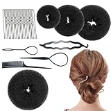 Sipiris 28 Stück Frisurenhilfe Set,Frisuren Zubehör mit Duttkissen Donut Hair Bun Maker Set,Haargeflecht Werkzeug,Haarflechtwerkzeuge für DIY Frisuren,Haarnetz H
