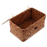 Gewebter Aufbewahrungskorb, rechteckige Weidenkörbe, natürlich gewebte Hyazinthe, Aufbewahrungsbox mit Deckel for Kleidung, Spielzeug, Make-up, Bücher, Handtücher, Kinderzimmer/883 ( Color : Orange S