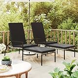 Iiaky Sonnenliegen 2 Stk. mit Fußhocker PE-Rattan Grau Gartenliege Sonnenliegen BalkonmöBel Lounge Sessel Outdoor Liegen G