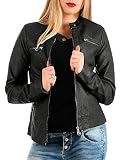ONLY Damen Biker Kunstleder Jacke Langarm Shacket Übergangs Blazer PU Coated Shirt ONLBANDIT, Farben:Schwarz, Größe:36