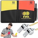 Schiedsrichter Karten Set, Sport Fußball Schiedsrichter rote und gelbe Karten mit Metall Trainer Pfeife mit Lanyard, Brieftaschen Ergebnisbögen, Bleistift für Sport Fußball Basketball Fußballsp