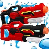KESSER® Wasserpistole 2er Set Wasserpistolen Spritzpistolen Reichweite 10-11 Meter, Fassungsvermögen 1500ml Wasserspaß Strand Spielzeug im Freien für Kinder und Erwachsene Strandpool, Schwarz/R