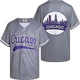 D DEHANER DEHANER City-Baseball-Trikots für Herren und Damen, Button-Down-Shirt, Freizeit-Shirt, Streetwear, Outfits, Fans, Tops, Chicago City-graues Trikot, M