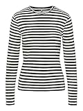 PIECES Damen T-Shirt,Cloud Dancer/Stripes:Black,M