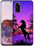 SM CASES Schutzhülle für Samsung Galaxy S20/Galaxy S20 5G, Motiv Pferd im Sonnenuntergang, 3D-gedrucktes Design, Hartplastik, kompatibel mit Samsung Galaxy S20 (6,2 Zoll), Weiß