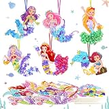 MONCAP 12 Stück Meerjungfrau Bastelset Kinder Meerjungfrau Basteln Mädchen Meerjungfrau Kunsthandwerk Kreativset Meer Poke Art DIY Toys für Jungen Mädchen Sommer Kindergeburtstag Party Geschenk