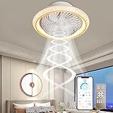 Moderner Deckenventilator mit Lichtern und Fernbedienung, 360° drehbar, 6 Windgeschwindigkeiten, ideal für Schlafzimmer, Wohnzimmer, kleines Zimmer, Farbe: G