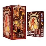 CUTEBEE Book Nook Kit mit Staubschutzhülle–DIY Puppenhäuser Miniatur Haus Kit mit LED-Licht,Booknook Häuser Modellbausätze für Erwachsene zum Bauen(Flame Common Room)