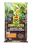 Compo CACTEA Kakteen- und Sukkulentenerde mit 8 Wochen Dünger für alle Kakteenarten und dickblättrige Pflanzen, Kultursubstrat, 10 L