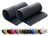 wometo 2er Set Polar Fleecedecke oekoTex 130x160 ca. 400g mit Anti-Pilling und Kettelrand dunkelgrau g