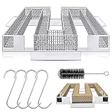 Edelstahl Rauchgenerator, Food Räucherofen, Kaltrauchgenerator, Edelstahl Räucherzubehör, mit 4 Fleischhaken + 1 Reinigungsbürste, Kaltrauchgenerator Grill, für Kugelgrill, BBQ, R