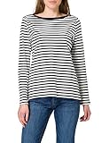 Tom Tailor Denim Damen Longsleeve mit Streifen aus Bio-Baumwolle, 25924 - Navy White Stripe, S