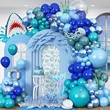 Haifisch-Ballon-Girlande-Set, 168 Stück, Ozean unter dem Meer, Geburtstagsparty-Dekorationen für Kinder, Hai-Themen-Woche, Ozean-Tiere, Thema, Babyparty, Strand, Pool, Partyzubehör mit b