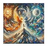 DCIDBEI Diamond Painting Phönix 40x40cm 5D Diamant Painting Bilder Phönix Diamant Malerei Malen nach Zahlen Erwachsene Phönix Puzzle Aufkleber Gemälde Basteln Erwachsene Tier Yin Yang Phönix