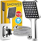 Retoo Duschkopf mit Schlauch – 120cm, Hochdruck Handbrause Wassersparend, Mehrere Strahlarten, Druckerhöhend, Anti-Kalk Filter, Regendusche Kopf Edelstahl Duschschlauch, Für Bad & Dusche, Massag