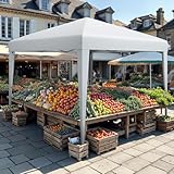 Pavillon Faltpavillon, Faltbarer Stabil Pop up Wetterfester Gartenpavillon mit UV-Schutz, höhenverstellbar für alle Jahreszeiten – ideal für Märkte, Pool，Wasserdicht und robust 3x3M