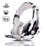 YOTMS H1 Gaming Headset, PS5 Headset für PS4 PC mit 3D Surround Sound Headset mit Mikrofon Kopfhörer Noise Cancelling für Gamer (Camo)